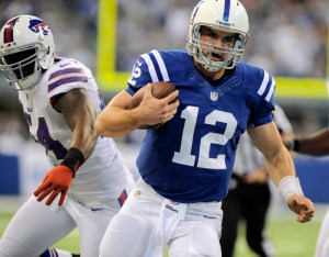 Luck runs for yardage against the Buffalo in last week's 20-13 over the Bills.