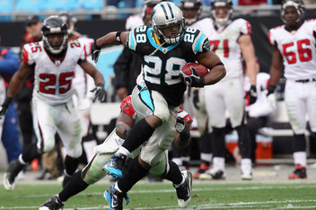 Jonathon Stewart and the Panthers took the Falcons  to school on Sunday.