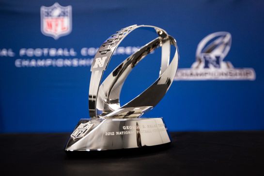 This year's George Halas NFC Championship Trophy just arrived today in Atlanta.
