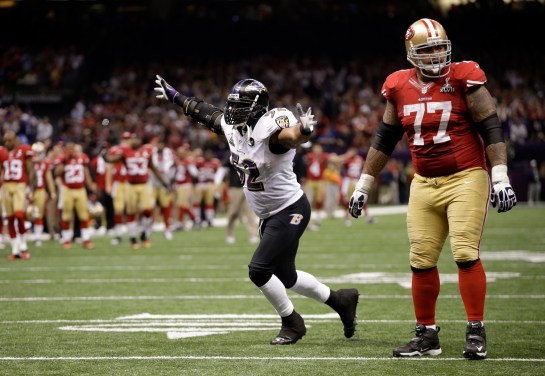 The last play of Ray Lewis career. A 4th down incompletion in Super Bowl XLVII.