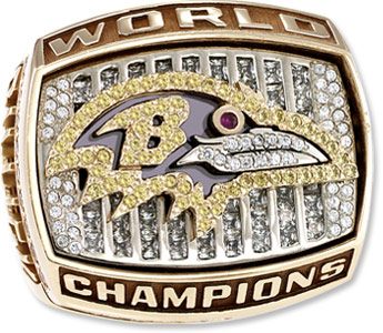 The first ring won by the Baltimore Ravens after Super Bowl XXXV.