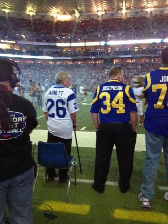 Some of the Ram alumni on the sideline during the Rams v. 49ers in week 4.