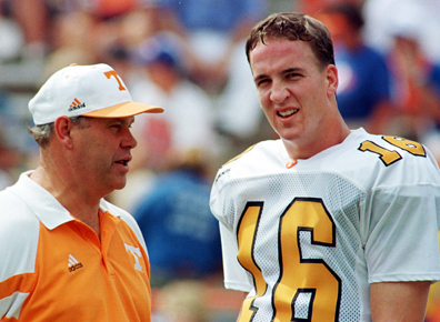 Peyton Manning with his college coach Phil Fulmer.