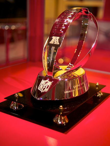 The Lamar Hunt Trophy is awarded to the champion of the American Football Conference.