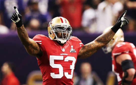 Navorro Bowman pictured in last year's Super Bowl.